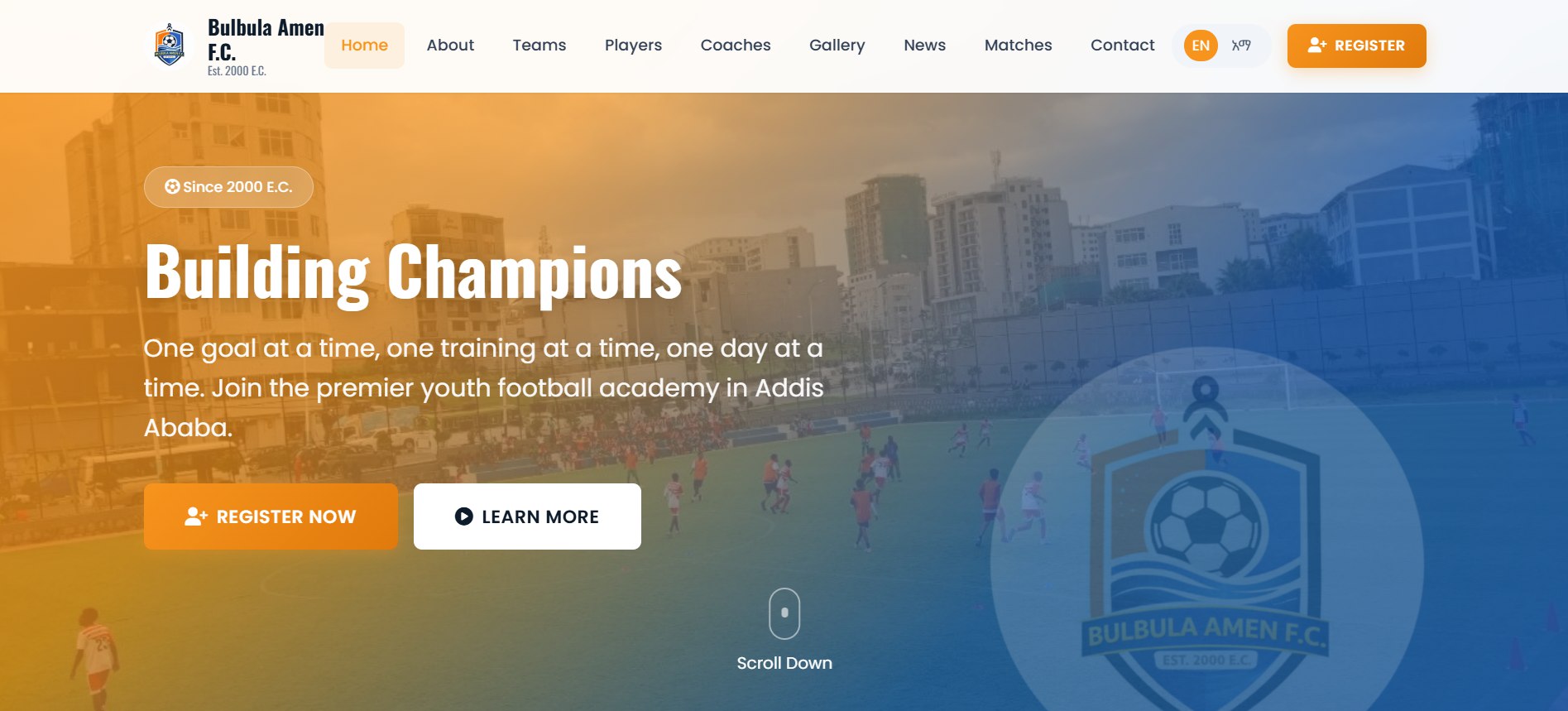 Bulbula Amen Football Club Website & management System